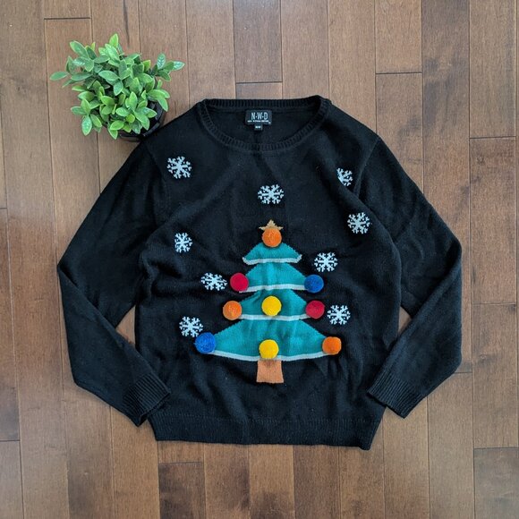 CHRISTMAS TREE VINTAGE KNIT SWEATER - Picture 1 of 2